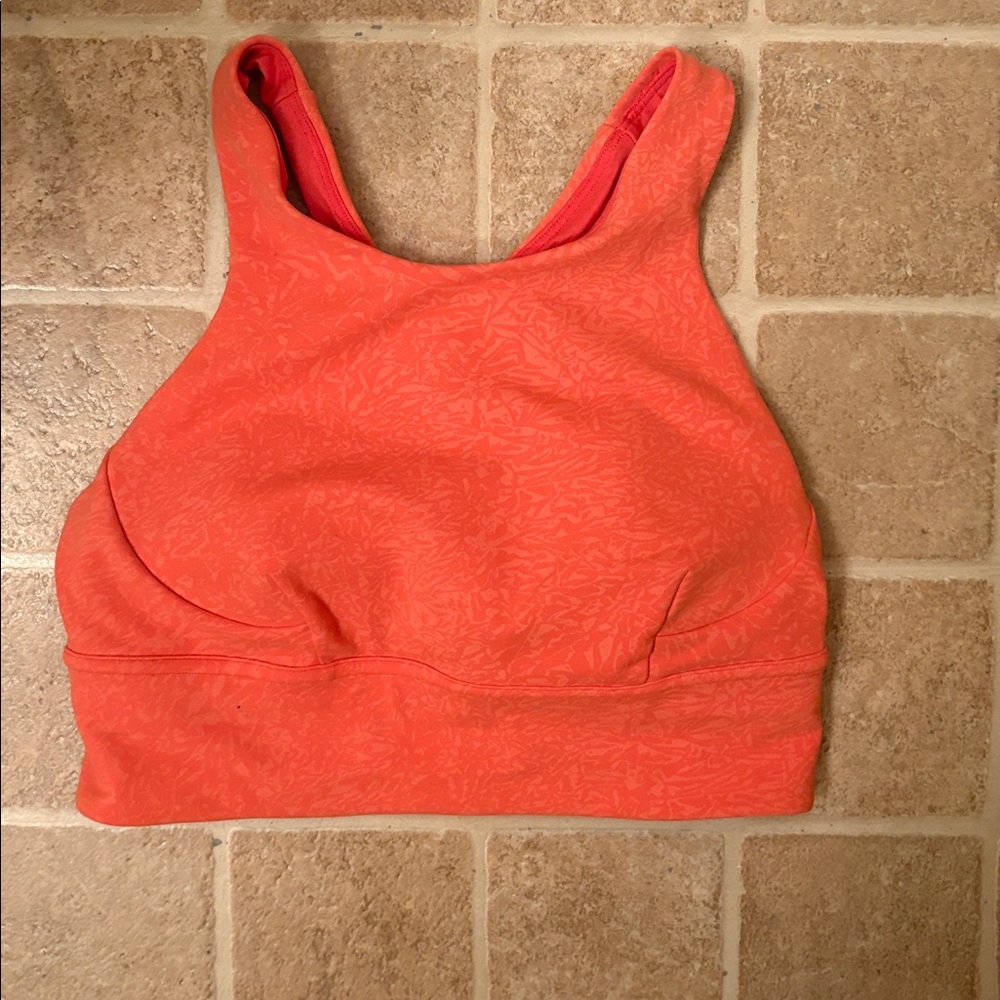 Lululemon Wunder Train Long-Line Bra *Medium Support, Crunch Warm Coral size 6